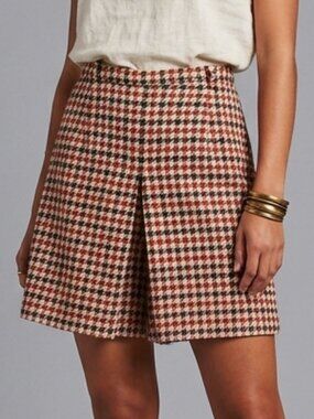 S 11 Vintage 1960s JUNIOR HOUSE Woven Wool Houndstooth High Waist Shorts 60s